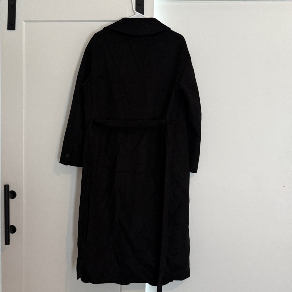 NWT! Banana Republic Black DOUBLE-FACED WRAP COAT Small S jacket wool blend - Picture 8 of 9